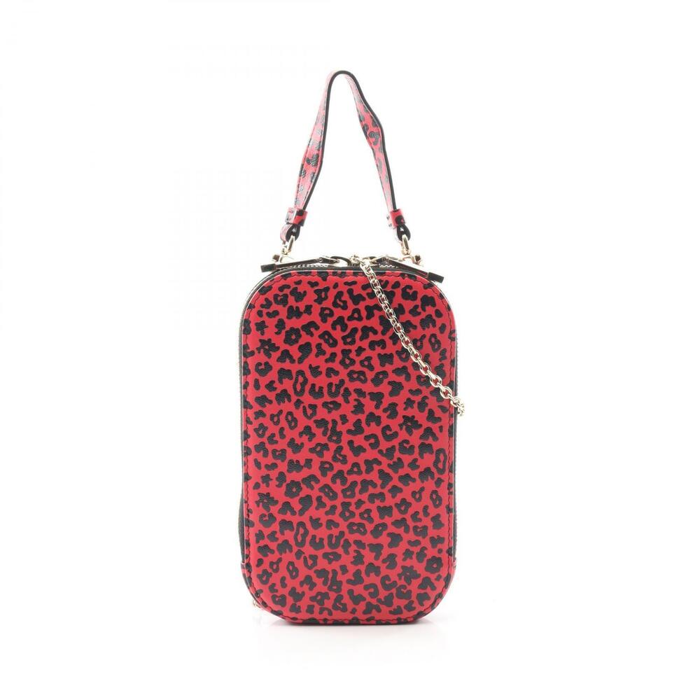 Dior LADY Phone Holder Handbag Leather Pink Black
